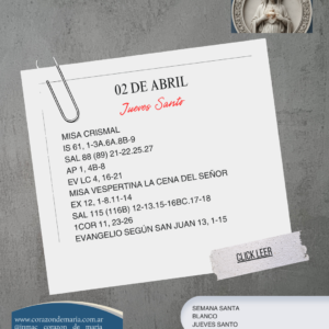 Jueves Santo – Estar en presencia del Señor , mirarlo a Él, vivir para Él.