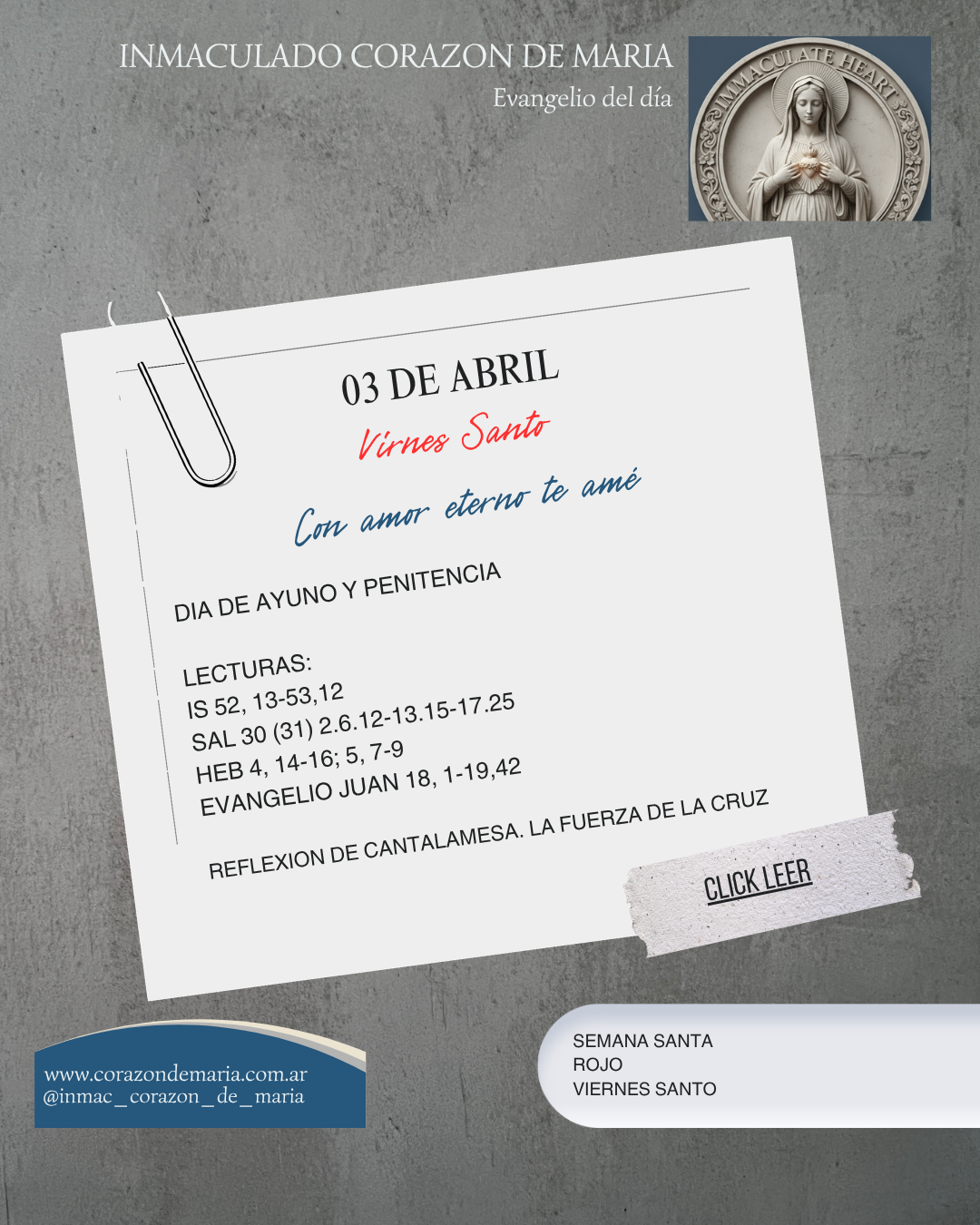 Viernes Santo – “Con amor eterno te amé” (Ir 31, 3)