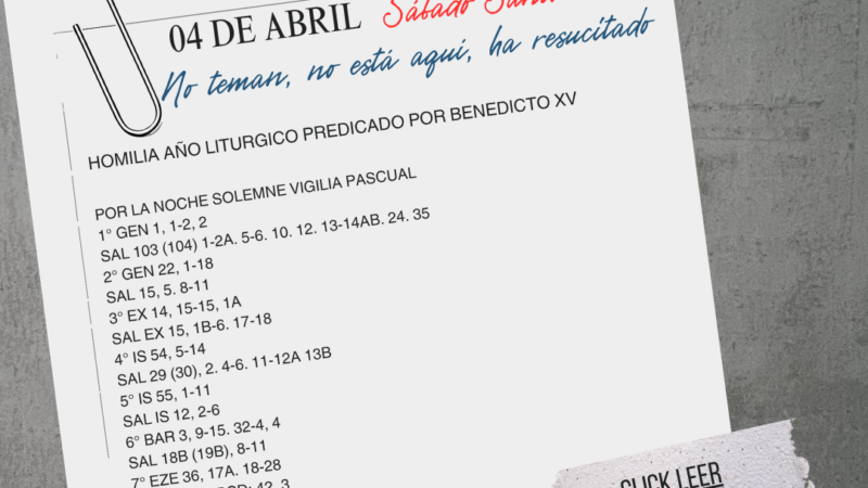 Sábado Santo. No teman, no está aquí, ha resucitado.