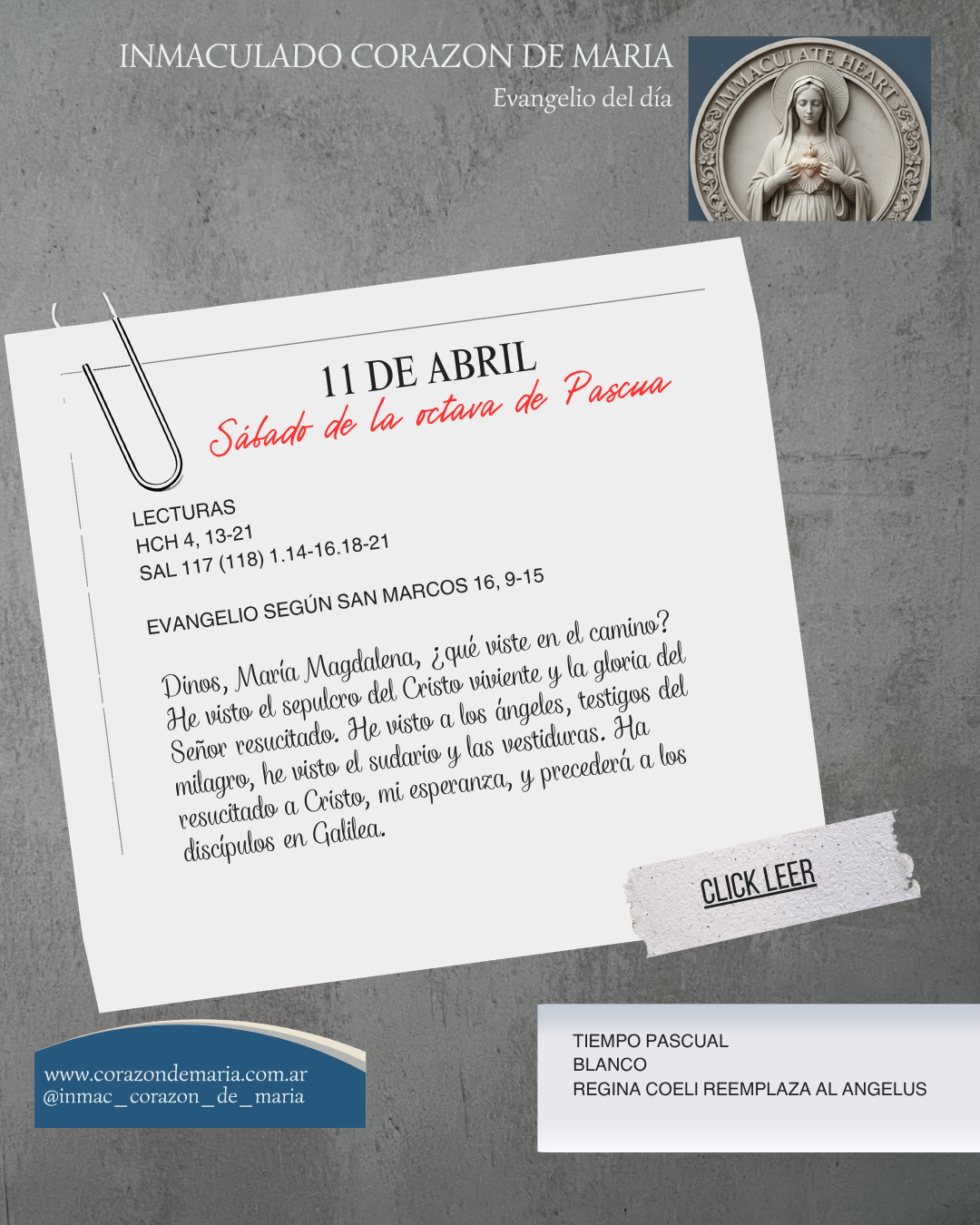 Sábado de la octava de Pascua