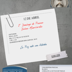 2do Domingo de Pascua – De la Divina Misericordia
