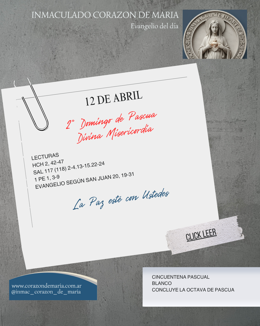 2do Domingo de Pascua – De la Divina Misericordia