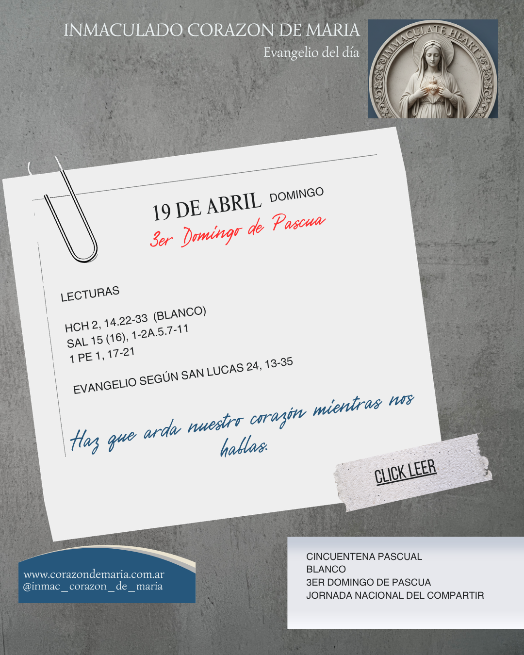 Haz que arda nuestro corazón mientras nos hablas.