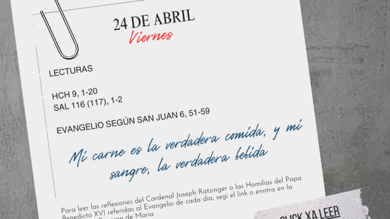 Mi carne es la verdadera comida, y mi sangre, la verdadera bebida