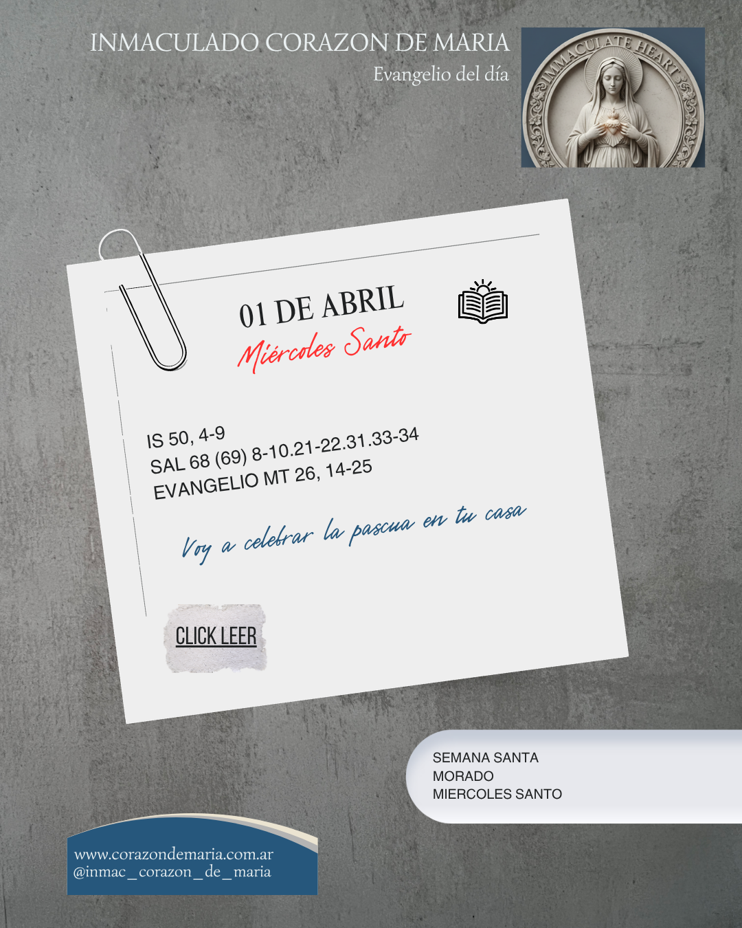 Miércoles Santo – Voy a celebrar la Pascua en tu casa