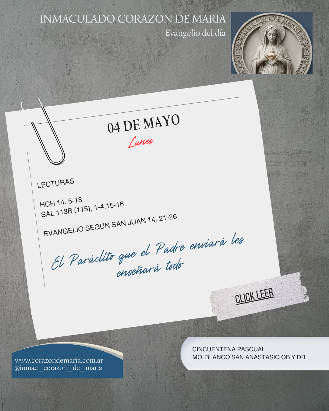 El Paráclito que el Padre enviará les enseñará todo