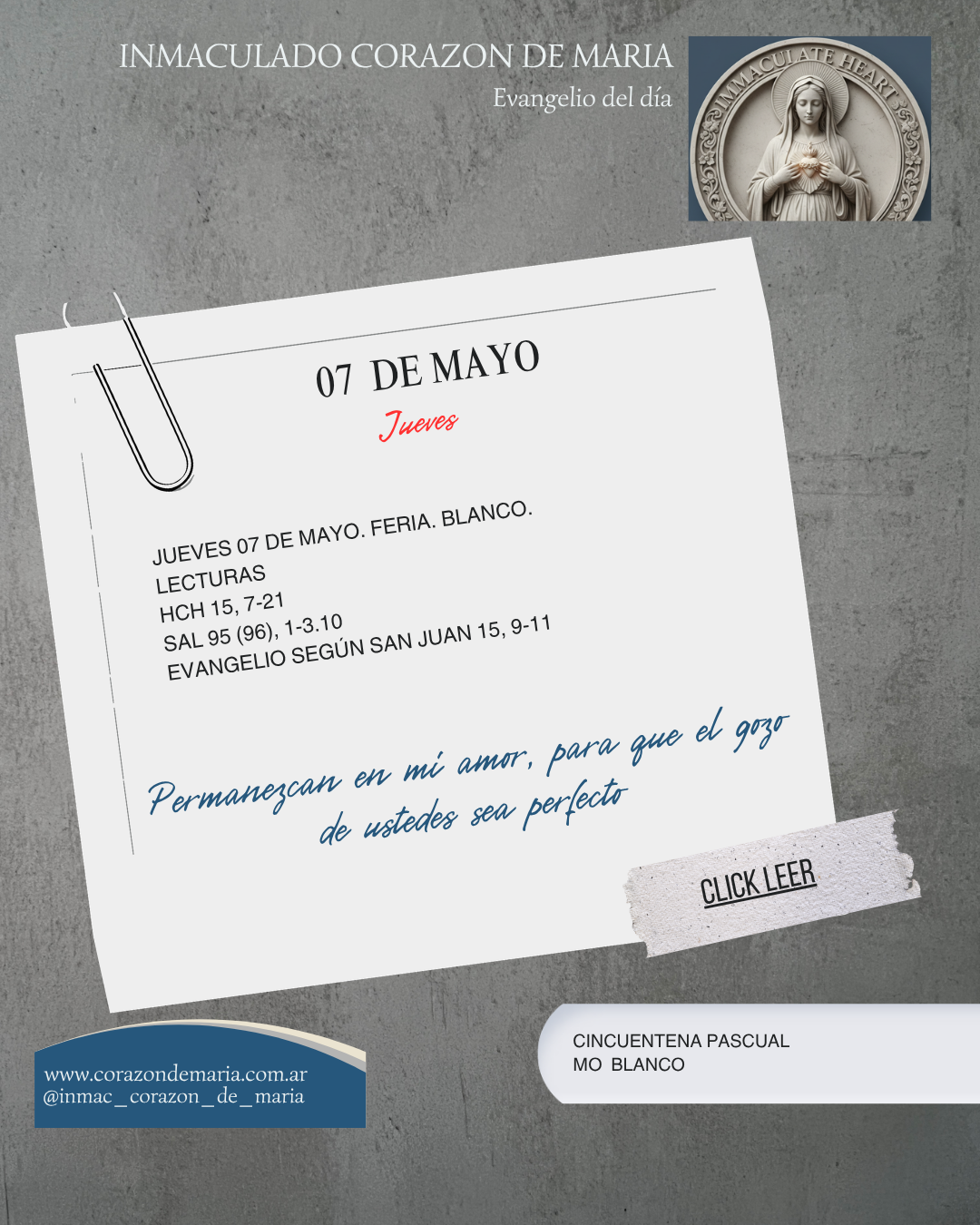 Permanezcan en mi amor, para que el gozo de ustedes sea perfecto