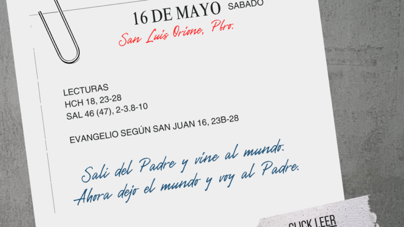 Salí del Padre y vine al mundo. Ahora dejo el mundo y voy al Padre.