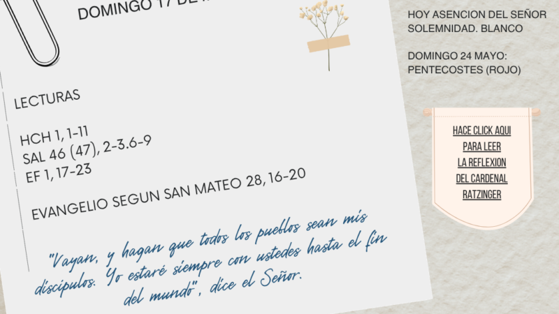 “Vayan, y hagan que todos los pueblos sean mis discípulos. Yo estaré siempre con ustedes hasta el fin del mundo”, dice el Señor.