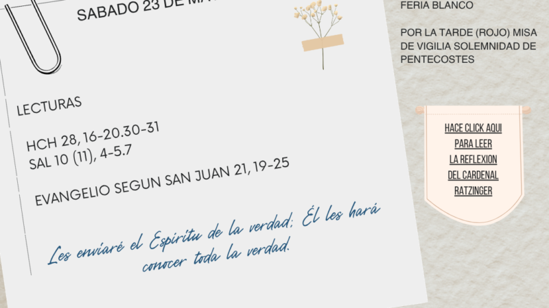 “Les enviaré el Espíritu de la verdad; Él les hará conocer toda la verdad”