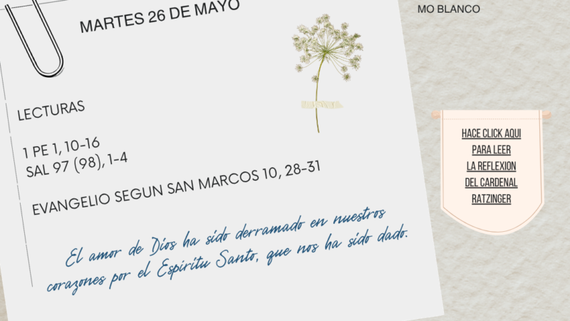 El amor de Dios ha sido derramado en nuestros corazones por el Espíritu Santo, que nos ha sido dado.