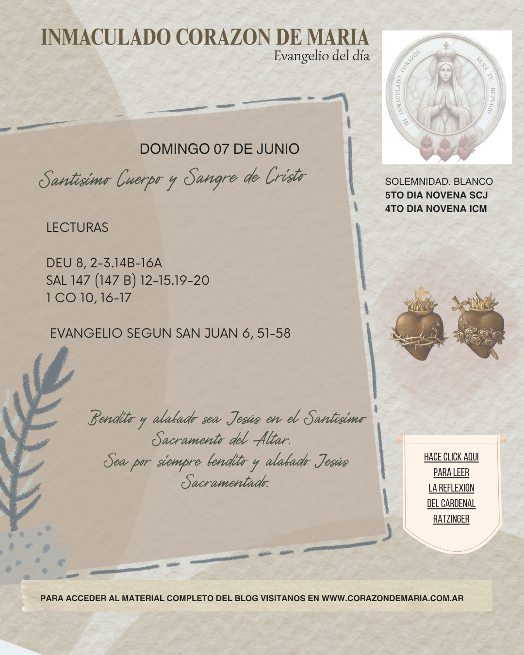 Bendito y alabado sea Jesús en el Santísimo Sacramento del Altar. Sea por siempre bendito y alabado Jesús Sacramentado.