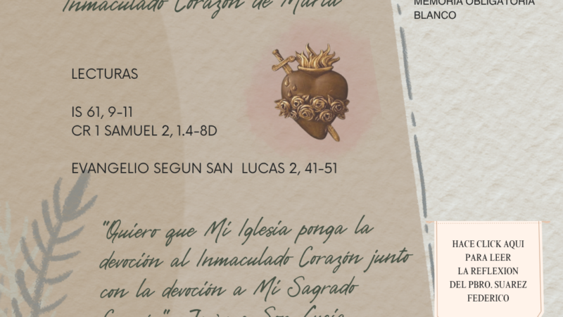 Inmaculado Corazón de María, se la salvación del alma mía.