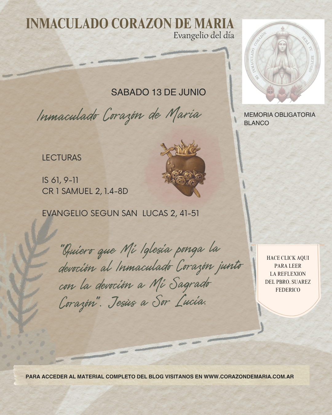 Inmaculado Corazón de María, se la salvación del alma mía.