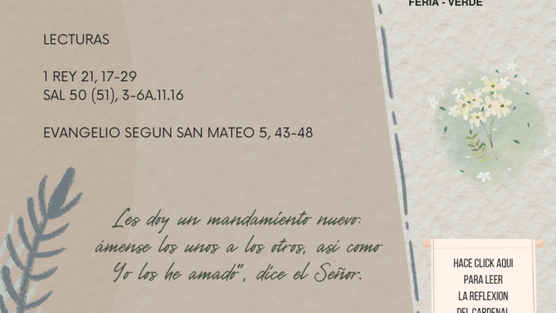 Les doy un mandamiento nuevo: ámense los unos a los otros, así como Yo los he amado”, dice el Señor.