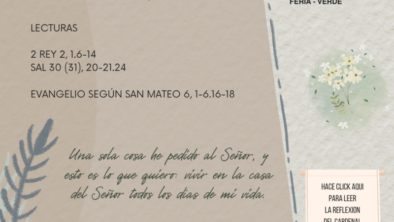Una sola cosa he pedido al Señor, y esto es lo que quiero: vivir en la casa del Señor todos los días de mi vida.