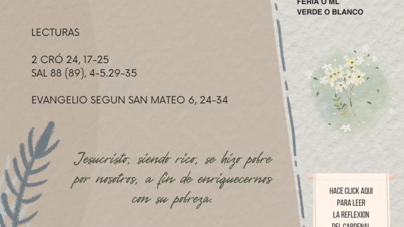 Jesucristo, siendo rico, se hizo pobre por nosotros, a fin de enriquecernos con su pobreza.