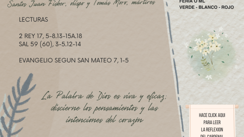 La Palabra de Dios es viva y eficaz; discierne los pensamientos y las intenciones del corazón.