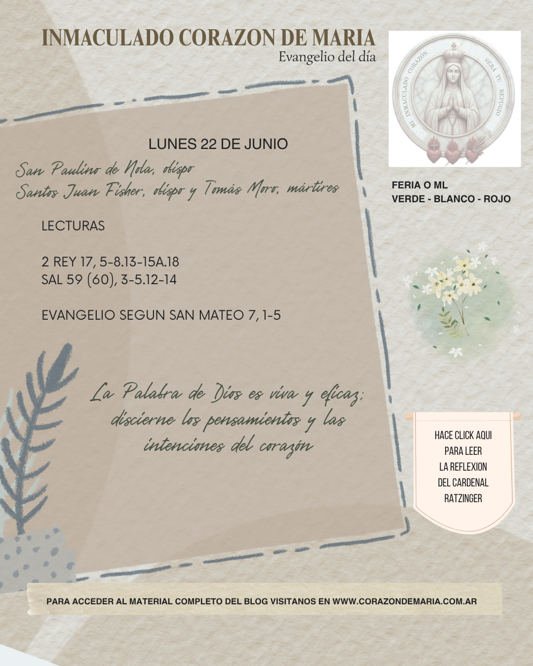 La Palabra de Dios es viva y eficaz; discierne los pensamientos y las intenciones del corazón.