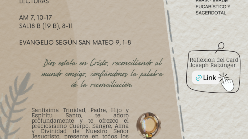 Dios estaba en Cristo, reconciliando al mundo consigo, confiándonos la palabra de la reconciliación.
