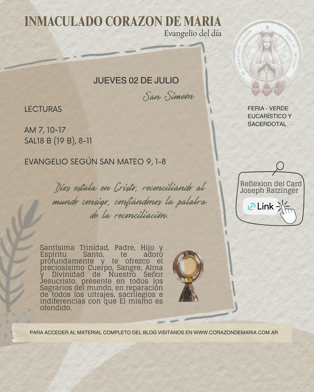 Dios estaba en Cristo, reconciliando al mundo consigo, confiándonos la palabra de la reconciliación.