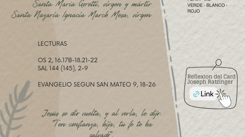 Jesús se dio vuelta, y al verla, le dijo: “Ten confianza, hija, tu fe te ha salvado”.