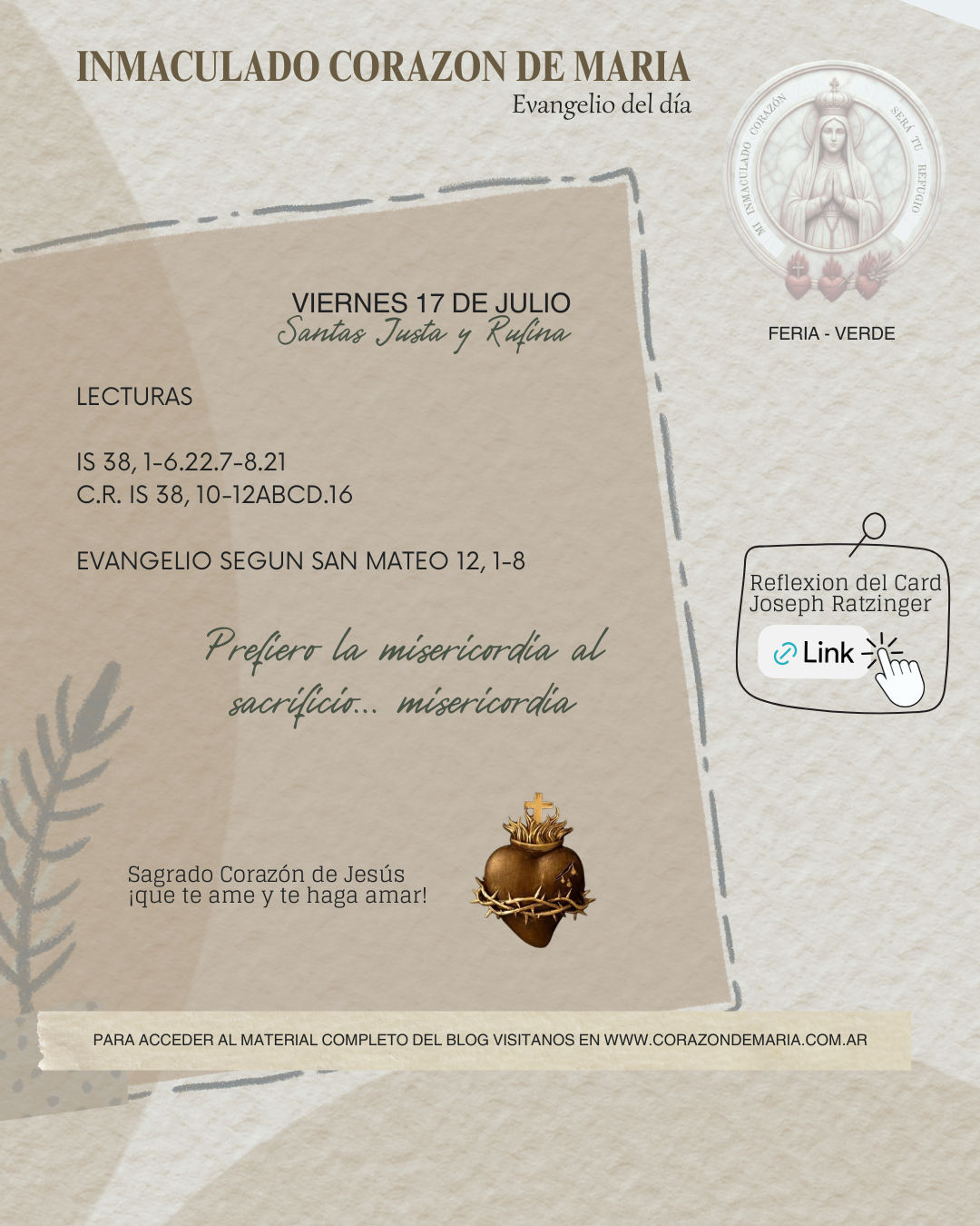 Prefiero la misericordia al sacrificio… misericordia
