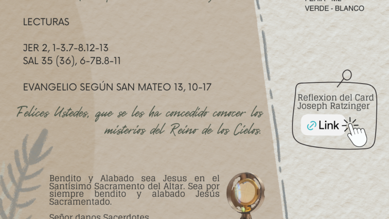 Felices Ustedes, que se les ha concedido conocer los misterios del Reino de los Cielos.