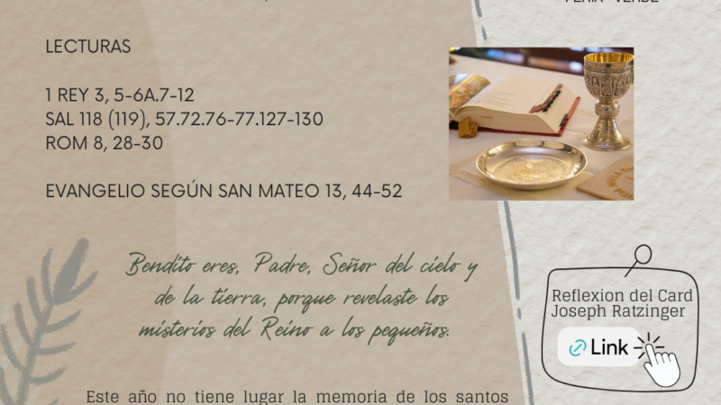 Bendito eres, Padre, Señor del cielo y de la tierra, porque revelaste los misterios del Reino a los pequeños.