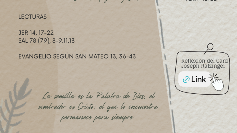 La semilla es la Palabra de Dios, el sembrador es Cristo; el que lo encuentra permanece para siempre.