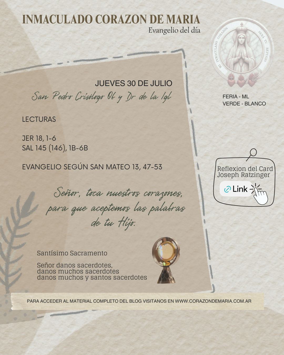 Señor, toca nuestro corazón, para que aceptemos las palabras de tu Hijo y sepamos discernir antes de actuar.