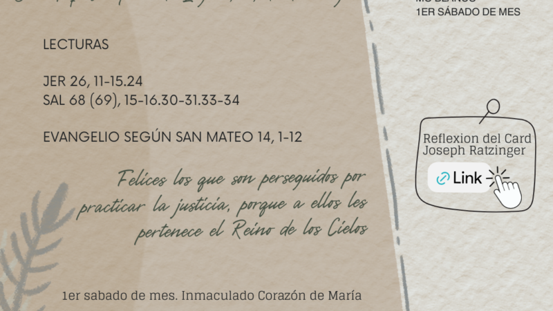 Felices los que son perseguidos por practicar la justicia, porque a ellos les pertenece el Reino de los Cielos.