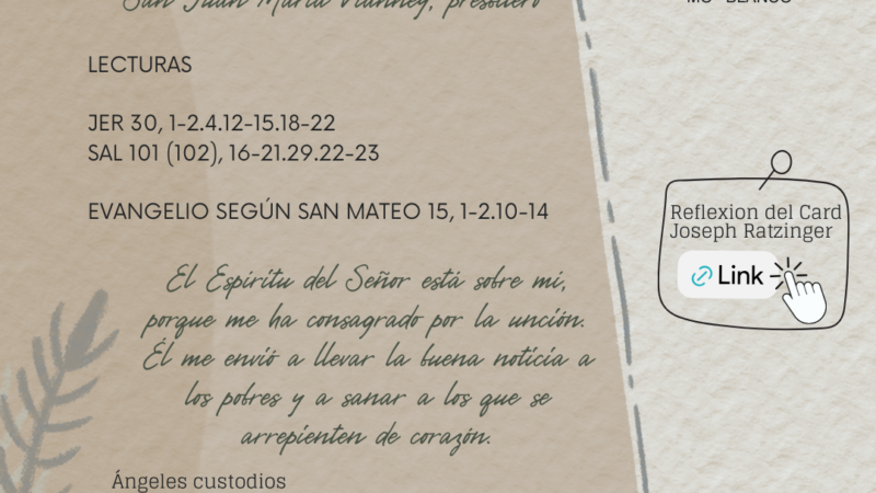 El Espíritu del Señor está sobre mí, porque me ha consagrado por la unción. Él me envió a llevar la buena noticia a los pobres y a sanar a los que se arrepienten de corazón.